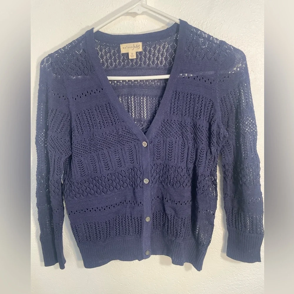 Maison Jules Women's Navy Knit Cardigan